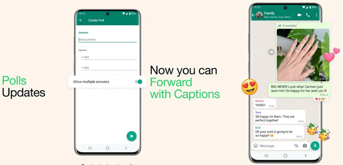 WhatsApp New Features Update Poll & Captions